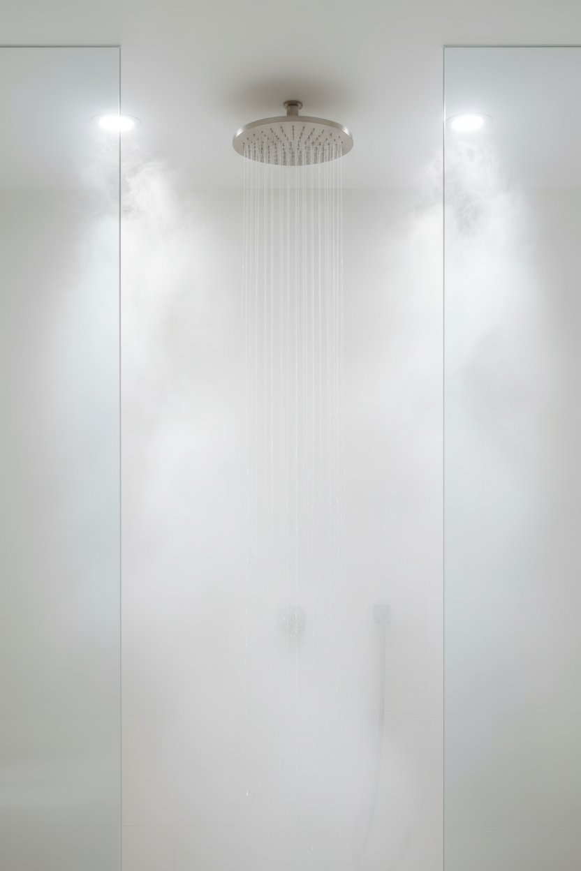 Minimalistic luxury shower with steam